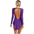 thumbnail image 2 of Kaerm Latin Dance Dress Tango Dresses Salsa Dancing Dress for Women Fringe Rhinestone Leotard Dress Purple XL, 2 of 7