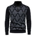 thumbnail image 1 of CEHVOM Mode Homme Demi-Fermeture à Glissière Col Montant Manches Longues Pulls Tricotés Soldes, 1 of 4