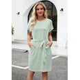 thumbnail image 3 of Women's Summer Striped Short Sleeve T Shirt Dress Casual Tie Waist with Pockets, 3 of 6