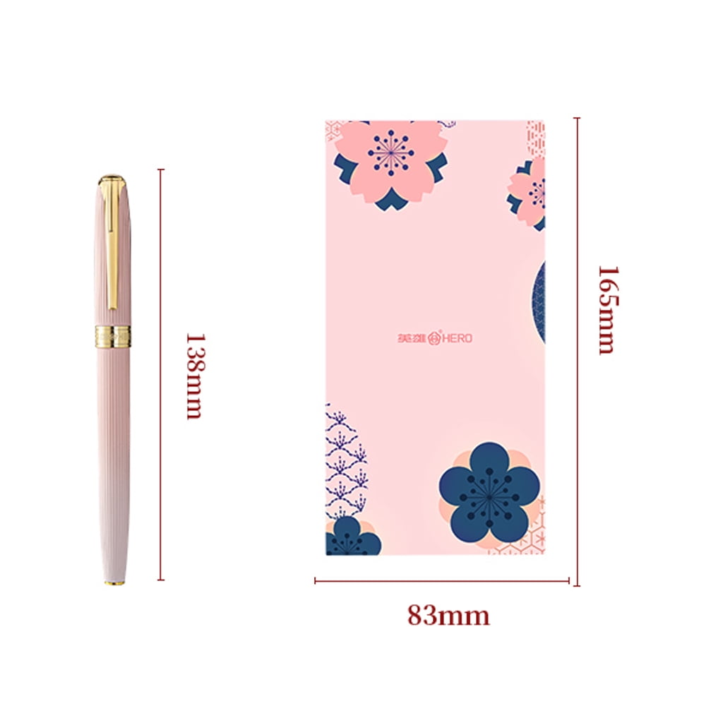 Pink Style Stainless Steel Fountain Pen Gift Set with Refillable Ink Converter, Fine Point Fountain Pen for Writing, Office Supplies