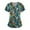 50#Blue, variant on Scrubs for Women V Neck Short Sleeve Funny Pumpkins Bats Print Nursing Uniform Top with Pockets - Stretch Medical Scrub Shirt Blue 3XL