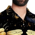 thumbnail image 5 of Starry Bees in the Sky Men's Short Sleeve Button Down Hawaiian Beach Printed Casual Shirts, 5 of 6