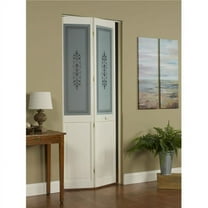 24 x 80 in. Half Glass Tapestry Bifold Door, Unfinished Pine