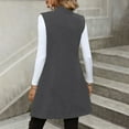 thumbnail image 7 of Womens Wool Vest Coat Winter Sleeveless Long Trench Coat Button Down Fall Winter Blazer Jackets Waistcoat Gray, L, 7 of 7