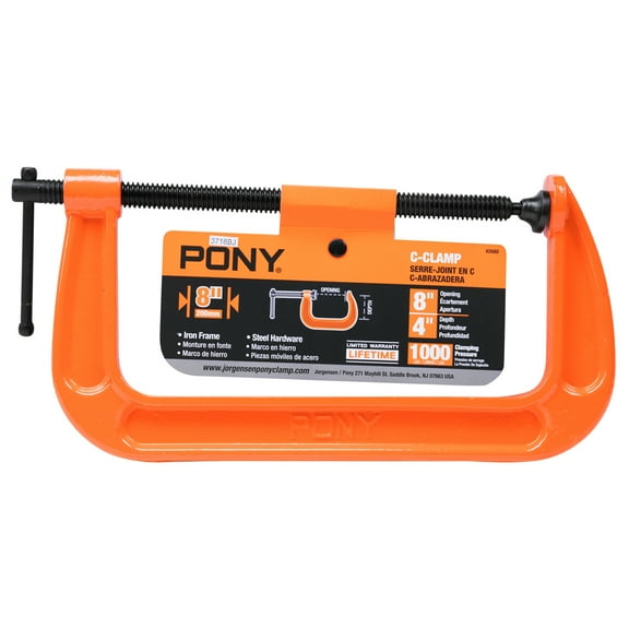 Pony 8 inch C Clamp - 8" Opening, 4" Throat Depth