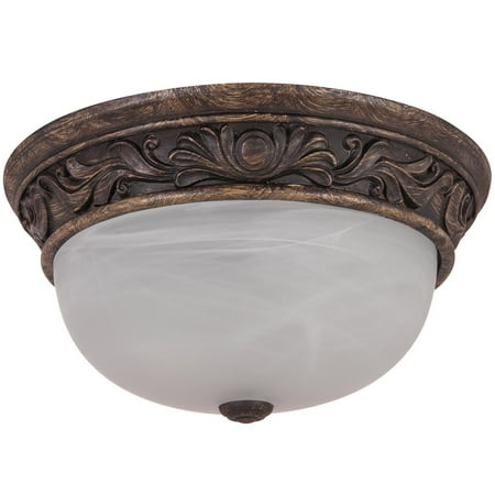 Glass Ceiling Domes - Sunlite DAB13/AL 13-Inch Decorative Dome Ceiling Fixture, Antique Bronze Finish with Alabaster Glass