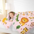 thumbnail image 4 of Homewish Kawaii Giraffe Lion Bedding Comforter Set,Jungle Animal Bear Twin Comforter Sets,Pink Orange Bedding Set For Boys Girl,Microfiber Bedroom Decor Reversible,2-Piece, 4 of 8