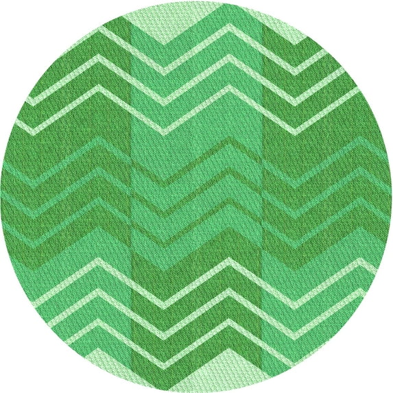 Ahgly Company Indoor Round Patterned Stoplight Go Green Area Rugs, 6' Round