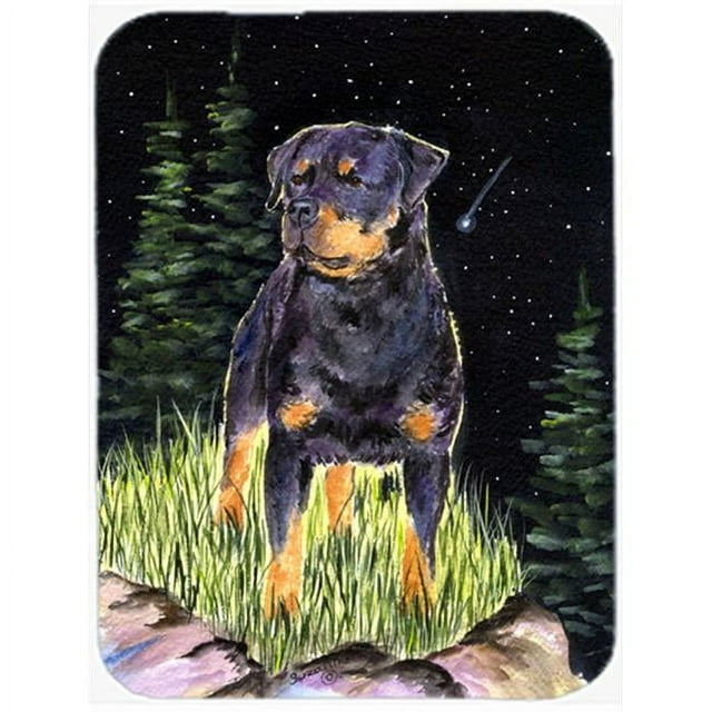 Carolines Treasures SS8475LCB 12 x 15 in. Starry Night Rottweiler Glass Cutting Board- Large