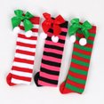 thumbnail image 4 of Girl Christmas Thigh High Socks Striped Teen Girls Over the Knee Long Socks with Bowknot Holiday Knit Stockings Gift, 4 of 4