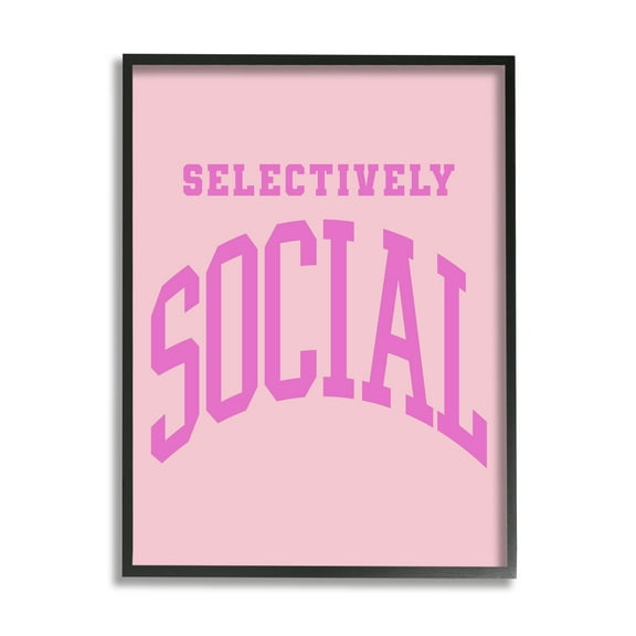 Stupell Industries Pink Selectively Social Phrase Typography Painting Black Framed Art Print Wall Art, 11 x 14