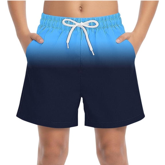 Fengactive Kids Boys Gradient Swim Shorts Lightweight Quick Dry Beachwear With Side Pockets for 4‑15T