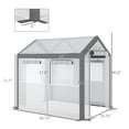 thumbnail image 5 of Outdoor Storage Shed Outsunny 8' x 6' x 7.5' Walk-In Greenhouse, Outdoor Gardening Canopy with 6 Roll-up Windows, 2 Zippered Doors & Weather Cover, White,Garden Storage Shed, 5 of 8
