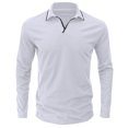 thumbnail image 3 of Golf Shirts for Men Long Sleeve T-Shirts Mens Casual Solid Color Pullover V Neck Collared Breathable Office Work Tees Tops Fall, 3 of 6