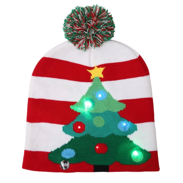 Gorro Navideño Con Luz Led Gorro De Punto Con Luz Navideña Gorro Navideño Decoración Navideña De Año Nuevo seitruly AP006289-03
