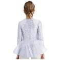 thumbnail image 2 of inlzdz Girls Glittery Sequins Modern Jazz Dance Leotard Long Sleeve Bowtie Tuxedo Bodysuit Party Wear White 10, 2 of 7