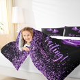 thumbnail image 4 of Manfei Kids Skating Lover Queen Comforter Set, Black Purple Sequin Print Bedding Comforter Set, Modern Sports Lover Bedding Set, Super Cozy Room Decor, 3-Piece, 4 of 8