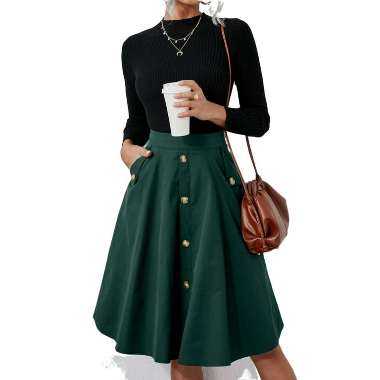 Knee length 2025 green skirts