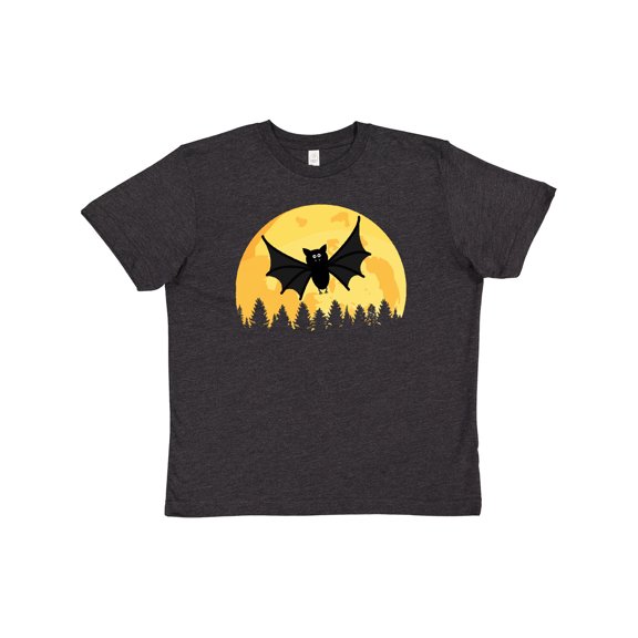 Inktastic Halloween Bat with Moon Youth T-Shirt