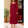 thumbnail image 3 of Vestido largo PRETTYGARDEN para mujer, manga larga, de primavera, rojo, 3 of 9