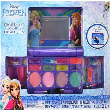 Disney Frozen Cosmetic Compact Set with Mirror 22 lip glosses, 4 Body Shines