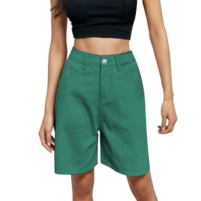 Women's High Waisted Wide Leg Capris - Button-Up Spring Summer Casual Shorts