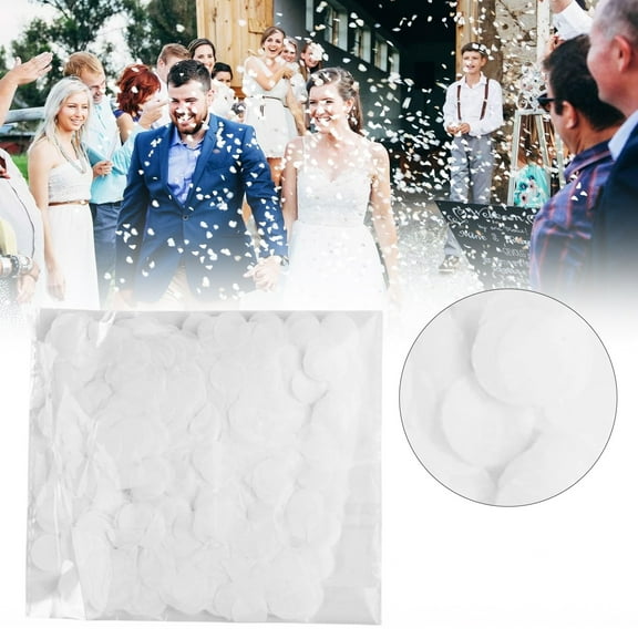 Biodegradable White Paper Confetti, Eco-Friendly Wedding Confetti Circles, Sustainable Party Decorations, Bulk Tissue Confetti for Events, Natural Celebration Toss for Tables，10g