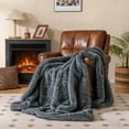 thumbnail image 4 of Costway Fluffy Faux Fur Throw Blanket 740GSM Soft Fuzzy Luxury Faux Wolf Fur Blanket, 4 of 10