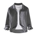 thumbnail image 1 of Camisas De Vestir Para Hombre Slim Fit Camisa de pana retro para hombre con solapa de color liso Camisa de manga larga a la moda (Grey, XL), 1 of 4
