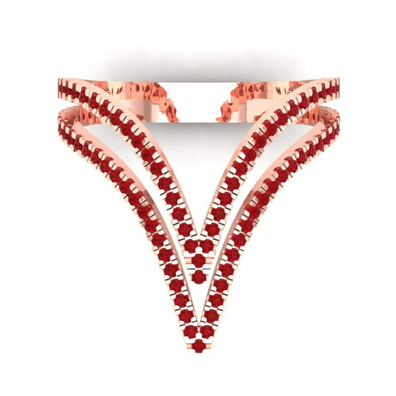 0.525 ct Round Cut Simulated Ruby Statement 14K Rose Gold Womens Engagement Ring