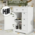 thumbnail image 2 of Vabches 24" W Bathroom Vanity with Sink, Farmhouse Bathroom Storage Cabinet with 4 Drawers and Barn Door, Flip Drawers, White, 2 of 9