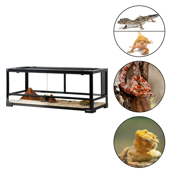REPTI ZOO Terrario de Vidrio para Reptiles, Extra Grande Doble Puerta Frontal, 70 Lt 76cm X 30cm X 30cm, 5mm, Acua Terrario de Cristal, Reptile Enclosure Knock-Down, Terrario Reptiles REPTI ZOO Terrario Knock down RK