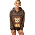 thumbnail image 6 of Pet Pouch Hoodie For Women, Front Zip Drop Shoulder Pullover Sweatshirt, Pet Carrier Sweater For Small Dogs & Cat, Coffee, XXXL, 6 of 9