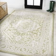 thumbnail image 4 of JONATHAN Y SANTA MONICA 4 x 6 Area Rug, Sinjuri Medallion Textured Weave - Green/Cream, SMB101E-4, 4 of 9