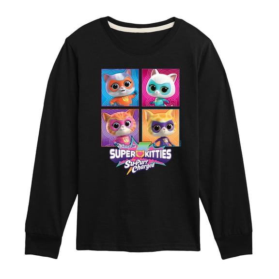 Super Kitties - Grid - Youth Boys Long Sleeve Graphic T-Shirt