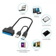 thumbnail image 2 of Dual USB 3.0 to SATA Hard Drive Adapter Cable, 2.5 Converte HDD USB /SSD Y4J2, 2 of 9
