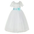 thumbnail image 2 of Ekidsbridal Girl Pageant Flower Girl Dress - Ivory Illusion Lace Short Sleeve LG2T-A (Size: 2-12), 2 of 3