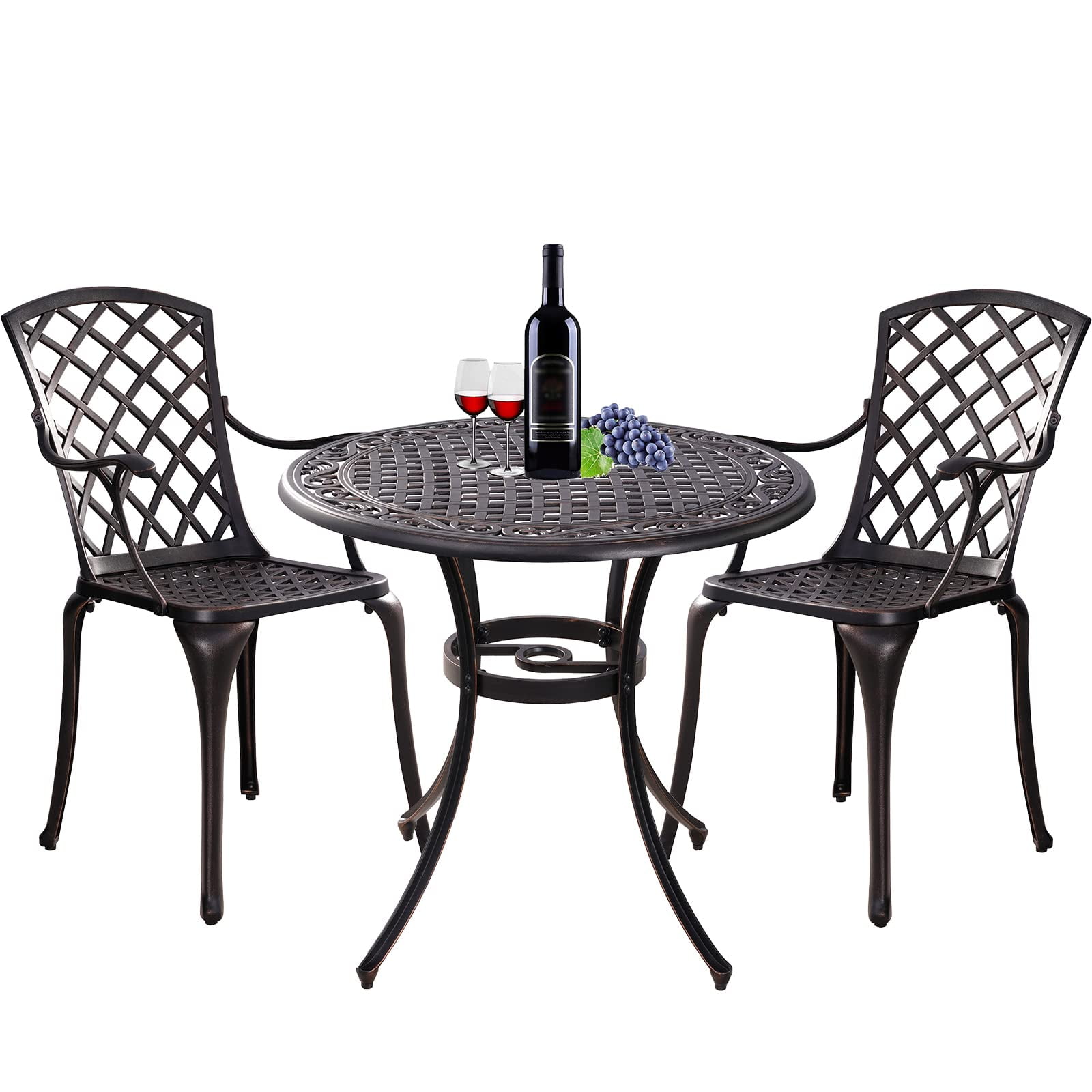 Withniture 3 Pieces Cast Aluminum Patio Furniture Set, Bistro Set with