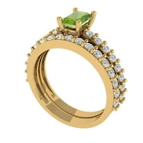 Clara Pucci 14K Yellow Gold 1.325 Natural Peridot Engraveable Engagement Ring   Wedding Band Set
