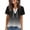 #0389-Black, variant on Uootdi Women's Tees Round Neck Short Sleeve Lace Up Gradient Print Tops Casual Street Style Soft Stretchy Relaxed Fit Tees Gift