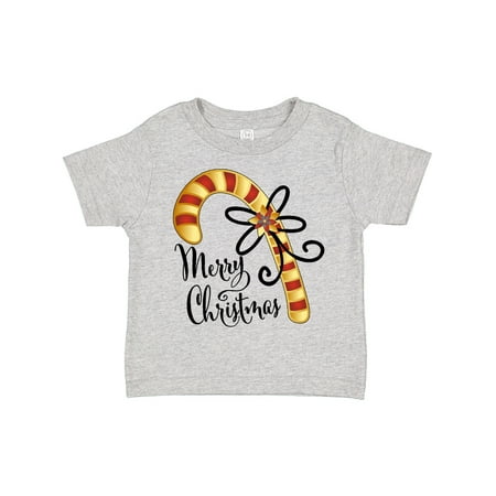 

Inktastic Merry Christmas Red and Gold Candy Cane Gift Toddler Boy or Toddler Girl T-Shirt