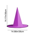 thumbnail image 3 of Halloween Hanging Witch Hat Decoration,Witch Hat Ornament for Fireplace Porch Indoor Outdoor Halloween Party 14.17x14.96 Inch,Purple, 3 of 6