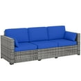 thumbnail image 1 of Outsunny Outdoor Sofa w/ Cushions, PE Rattan Patio Couch, Blue, 1 of 10