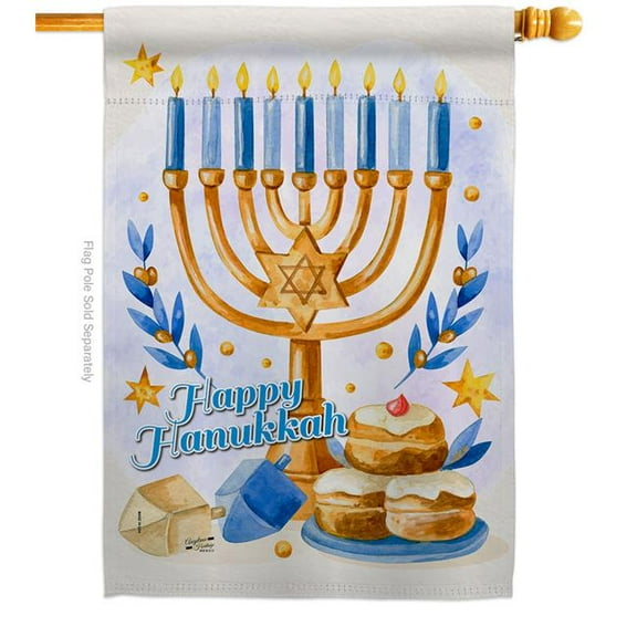 Angeleno Heritage 28 x 40 in. Jewish Festival House Flag with Winter Hanukkah Double-Sided Decorative Vertical Flags Decoration Banner Garden Yard Gift