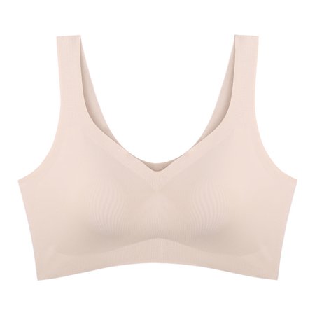 Mrat Plus Size Bras Women Cotton Bras Women Demi & Balconette Bra Style M-340 Women's Plus Size Athletic Sports Bra Female V-Neck Hook and Eye Bra Closure Lace Bralette Beige XXL