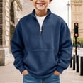 thumbnail image 2 of mgoYE Boys Quarter Zip Pullover Long Sleeve Corduroy Shirts Oversized Sweatshirts Kids Preppy Clothes Teens Hoodie(Navy,9-10 Years), 2 of 4