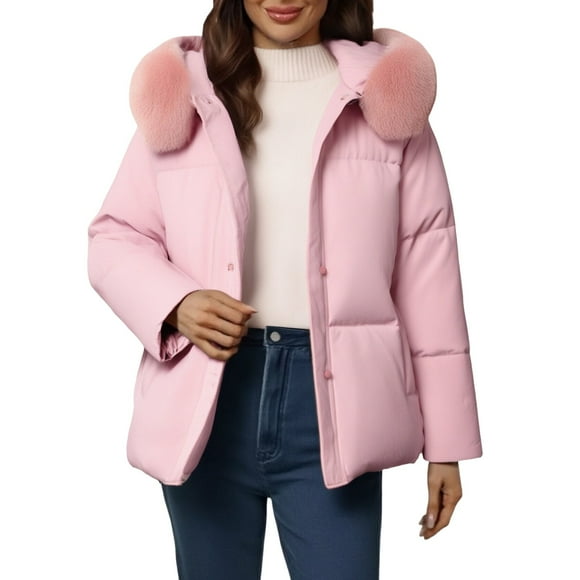 iHPH7 Womens Puffer Jacket Winter Parka for Women Casual Outerwear Puffy Jackets Women Thick Winter Coats for Women Warm Clothes for Women Parkas for Women Pink XL