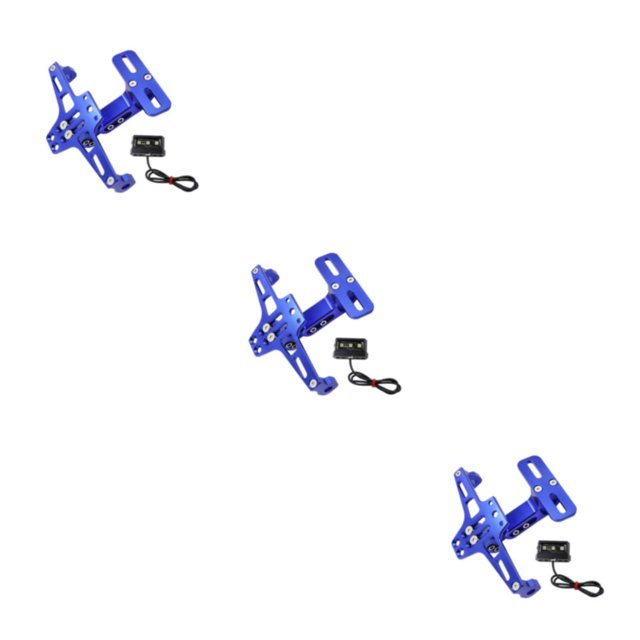 ZheElen Bracket Aluminum Moto Accessories Lightweight License Number Plate Holder Frame Registration Plates Mount with LED Light Blue 3PCS