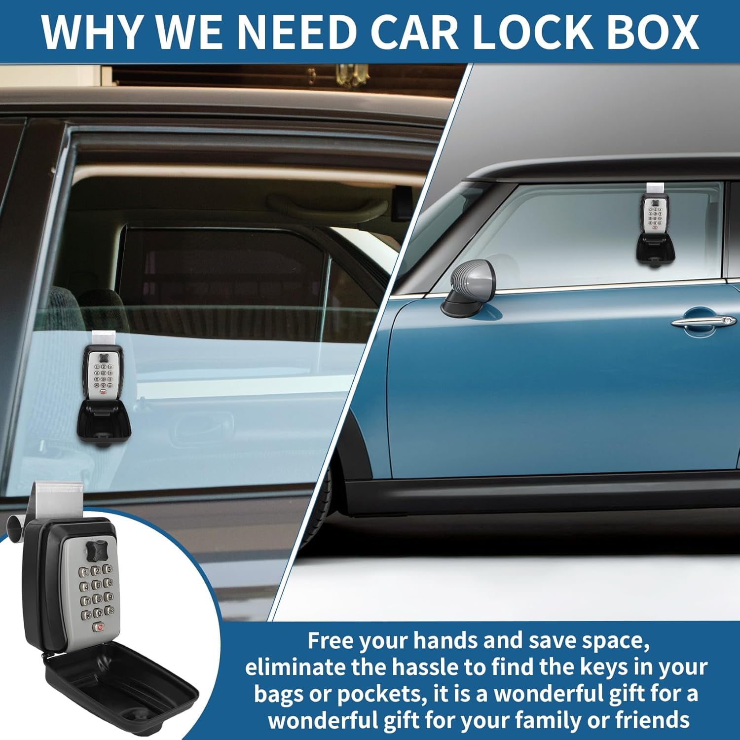 2025 Upgrade SL-591 Car Window Lock Box, car Key Lock Box, Car Lock Box, Car Window Punch Button Lock Box, Vehicle Window Lock Box, Lock Boxes for car fit for Ride Share, Turo, GetAround
