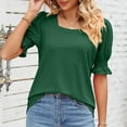 thumbnail image 6 of Summer Tops for Women Ruffle Short Sleeve T-Shirt Ladies Elegant Square Neck Tee Shirts Solid Color Loose Casual Blouse Office Work Tunic Tops Size 8-16, 6 of 7